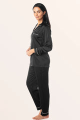SILK NIGHT SUIT - BLACK (KO-SN-0274)