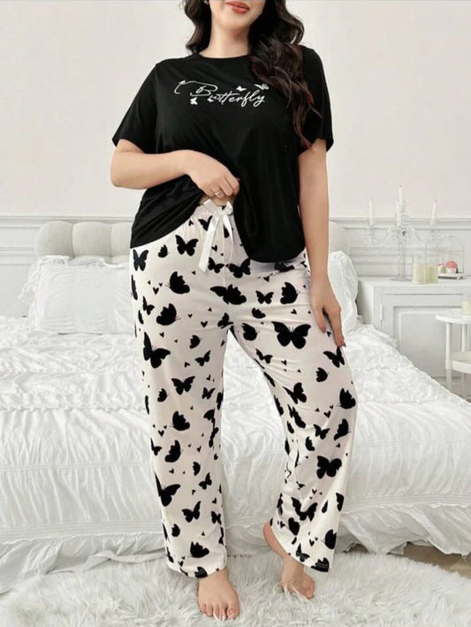 Black Butterfly Half Sleeves Printed Shirt with Butterfly Printed Trouser
