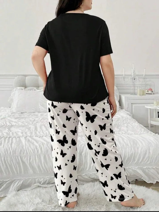 Black Butterfly Half Sleeves Printed Shirt with Butterfly Printed Trouser