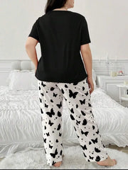 Black Butterfly Half Sleeves Printed Shirt with Butterfly Printed Trouser