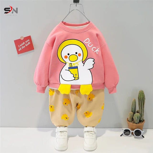 Pink Duck Printed Kids Track Suit