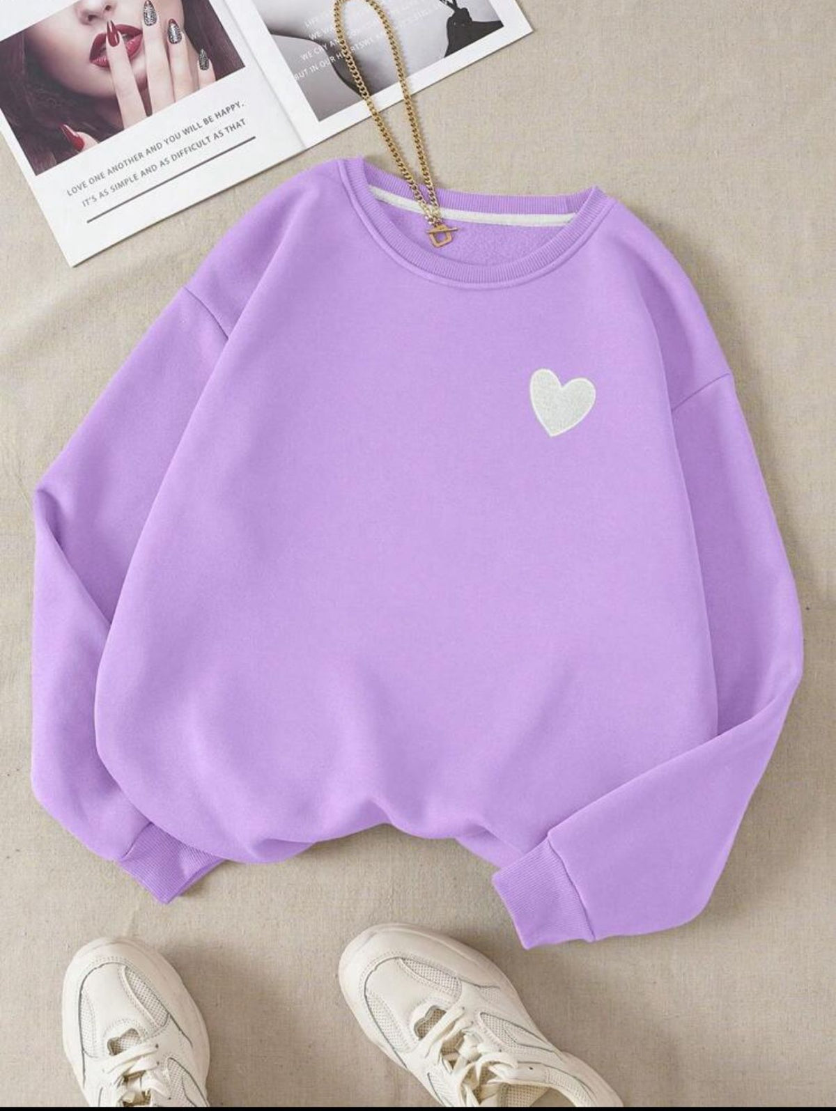 LILAC POCKET HEART SWEAT SHIRT