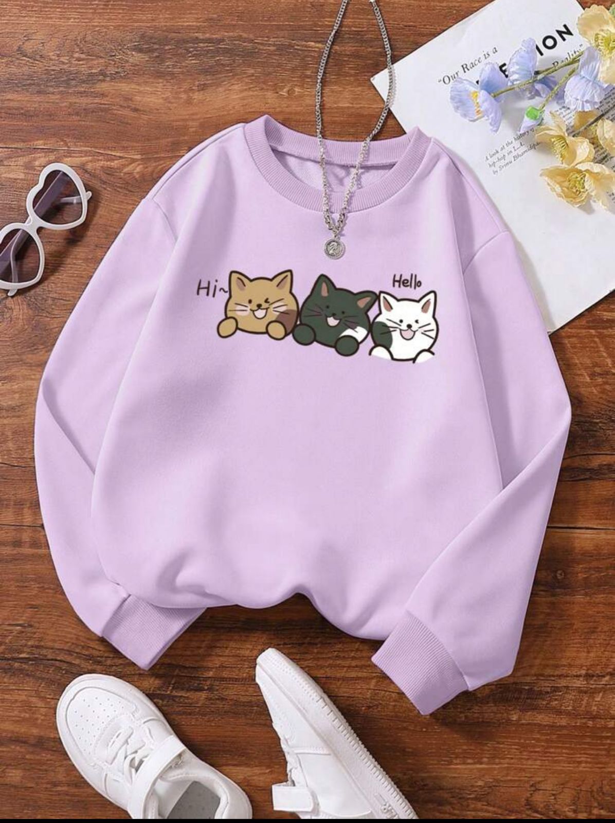 LILAC CUTE KITTIES SWEAT SHIRT