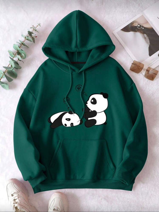 GREEN SLEEPY PANDA HOODIE