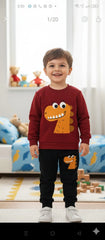 Maroon Big Orange Dinosor Kids track suit