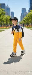 Yellow and Blue Cartoon Printed Kids Track Suit
