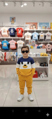 Yellow and Blue Cartoon Printed Kids Track Suit