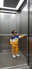 Yellow and Blue Cartoon Printed Kids Track Suit