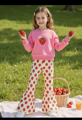 Pink All Over Strawberry Printed Kids Track Suit
