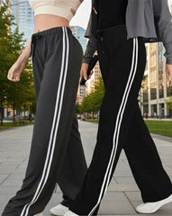 Women’s Side Stripe Track Pants – Pack of 2 (Charcoal Grey & Black)