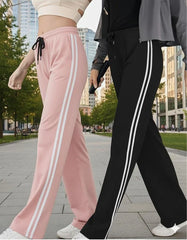 Women’s Side Stripe Track Pants – Pack of 2 (Baby Pink & Black)