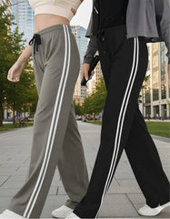 Women’s Side Stripe Track Pants – Pack of 2 (Light Grey & Black)