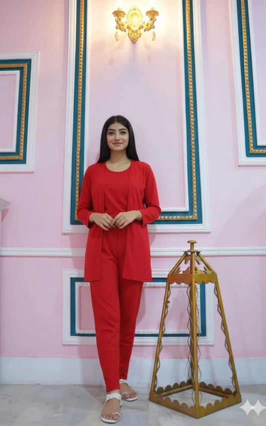 Elegant Red 3 pcs Lounge Set – Comfort Meets Style