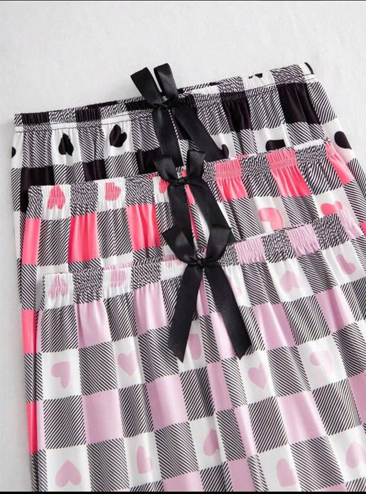Pack of 3 Checkered Hearts Printed Plazzo