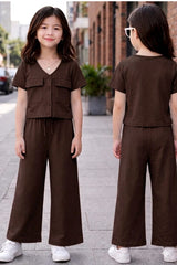 Kids’ Button Chill Brown Lounge Set