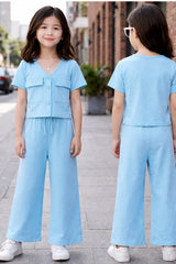 Kids’ Button Chill Sky Blue Lounge Set