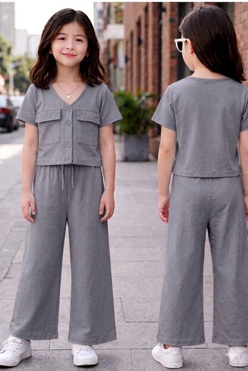 Kids’ Button Chill Grey Lounge Set