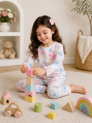 Off white Big Flowers Printed Full Sleeves Kids Suit