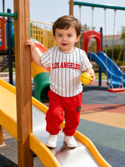 White Los Angeles Printed Kids Suit