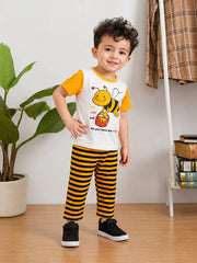 White And Yellow Honey Bee Printed Kids Suit