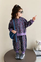 Purple Floral Print Cozy Track suit