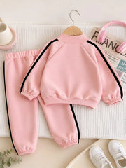 Pink Sporty Zipper Kids Track Suit
