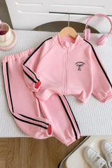 Pink Sporty Zipper Kids Track Suit