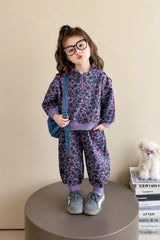 Purple Floral Print Cozy Track suit
