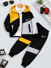 Happy Color Block Zipper Track suit
