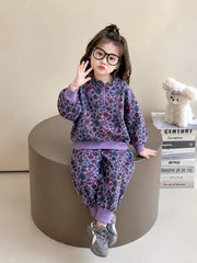 Purple Floral Print Cozy Track suit