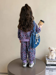 Purple Floral Print Cozy Track suit