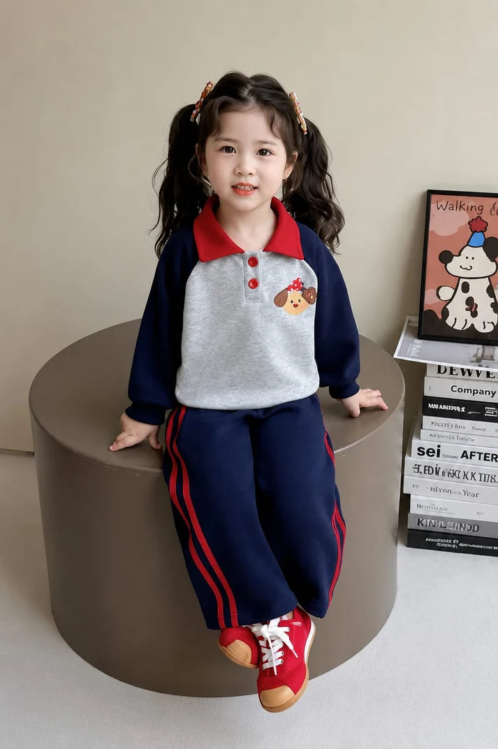 Adorable Puppy Print Kids Track Suit