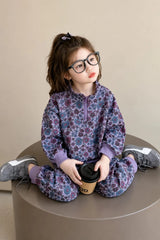 Purple Floral Print Cozy Track suit