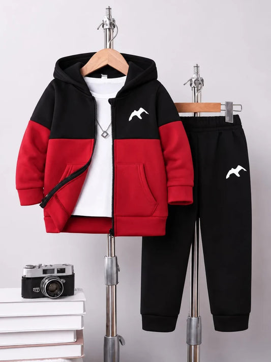 Red & Black Urban Hooded Kids Track suit