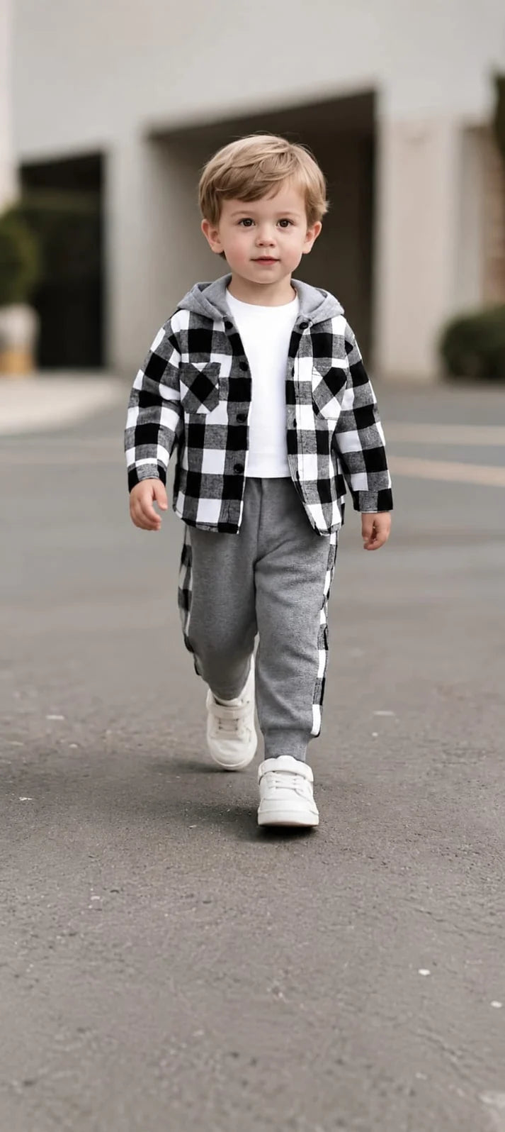 Urban Plaid Hooded Kids Track Suit