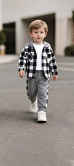 Urban Plaid Hooded Kids Track Suit