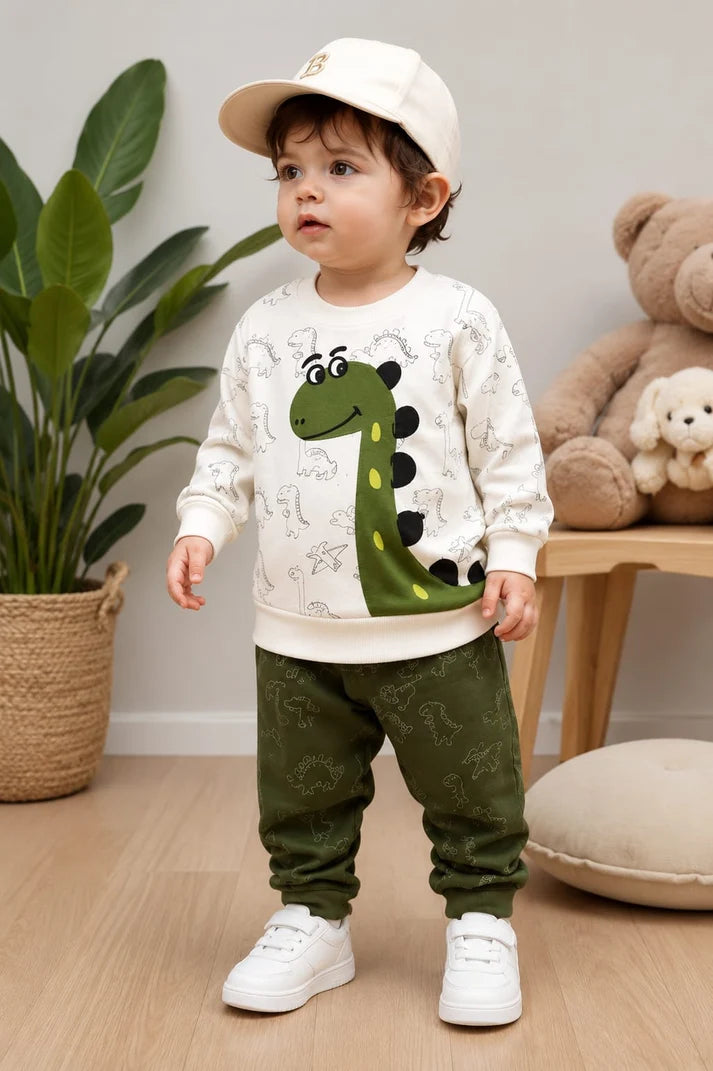 Cute Dino Print Kids Track Suit