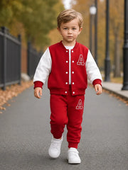 Red And White Varsity Track Suit