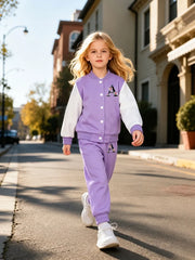 Purple And White Varsity Track Suit