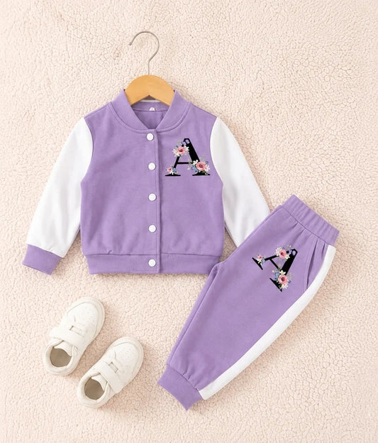 Purple And White Varsity Track Suit