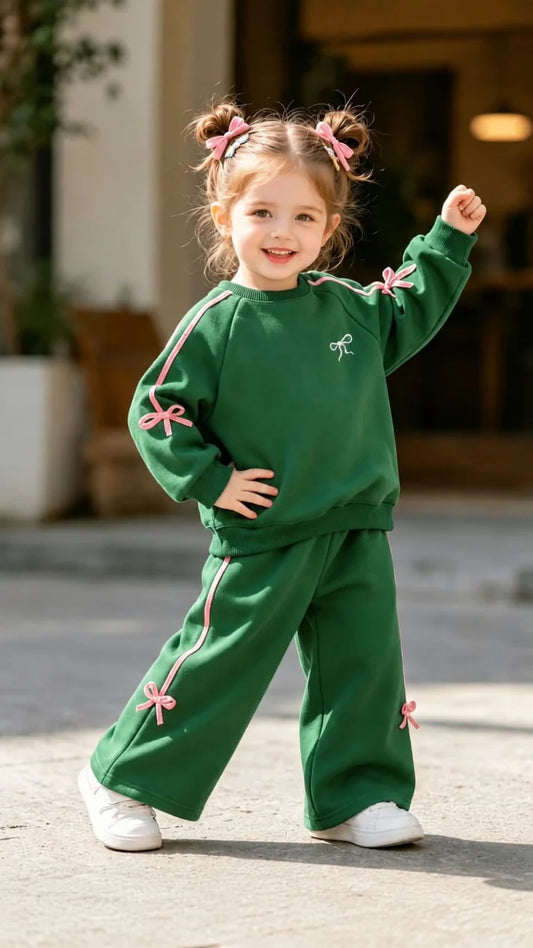 Green Bow Girls Track Suit