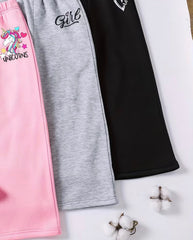 Cute Print Wide Leg Fleece Trousers - Pack of 3
