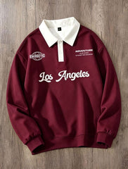LA Adventure Maroon Collar Oversized Sweatshirt