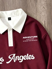 LA Adventure Maroon Collar Oversized Sweatshirt