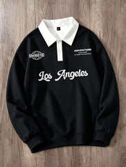 LA Adventure Black Collar Oversized Sweatshirt