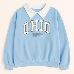 Ohio Sky Blue Collar Oversized Sweatshirt