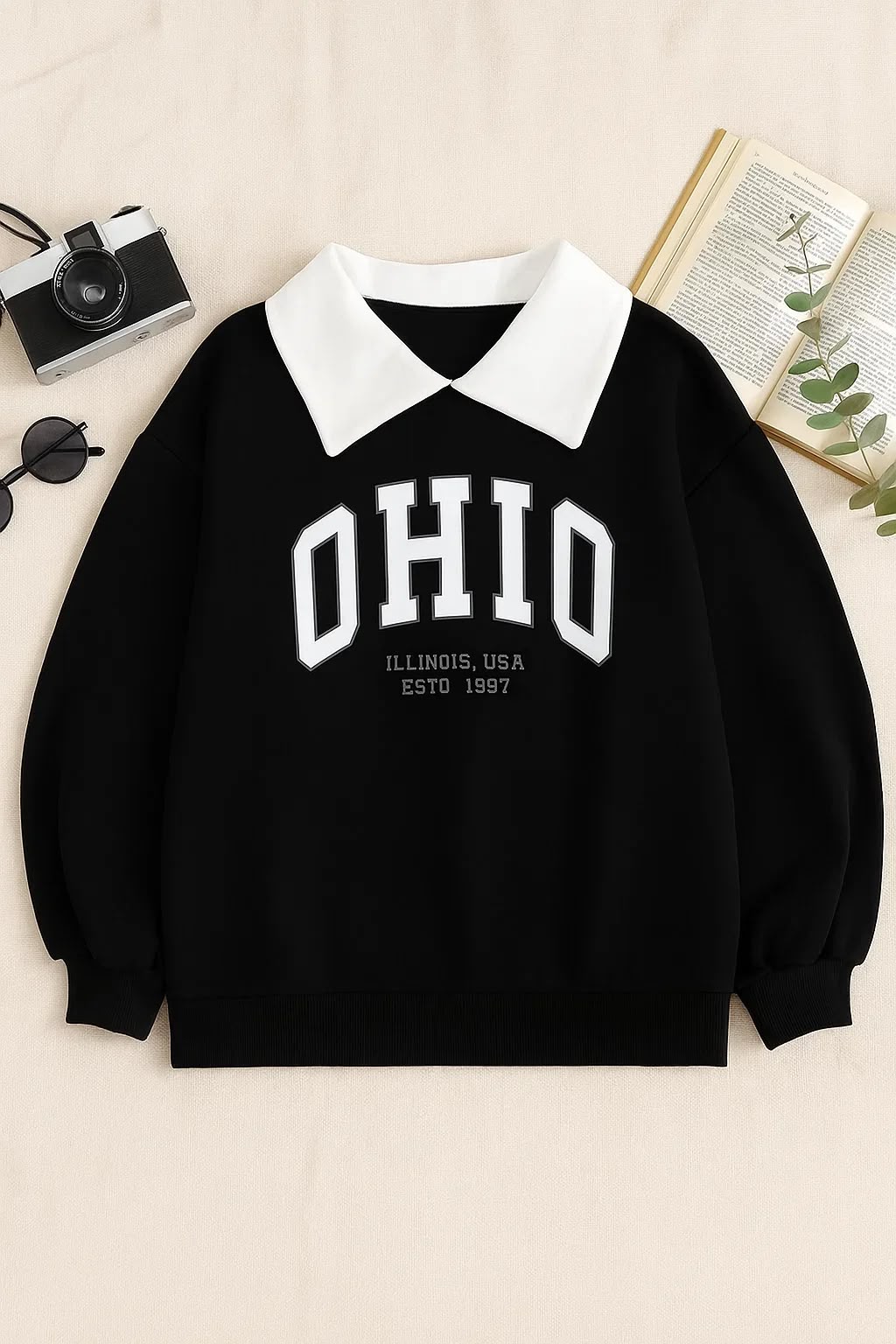 Ohio Black Collar Oversized Sweatshirt