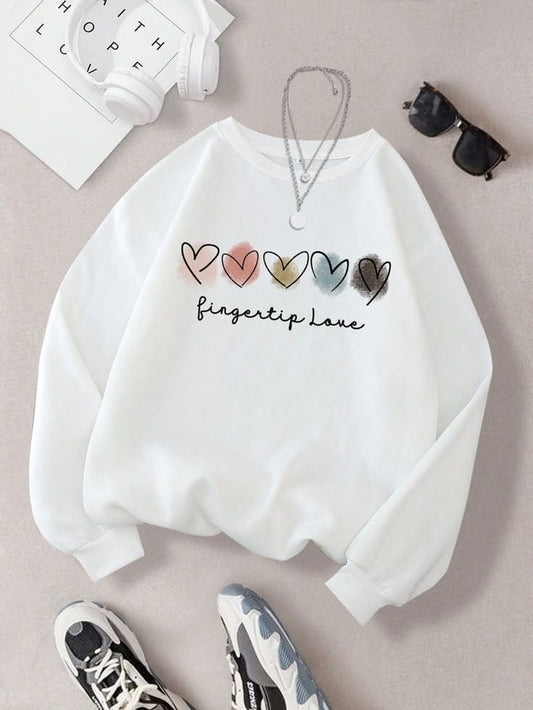 Fingertip Love Hearts Sweatshirt - White