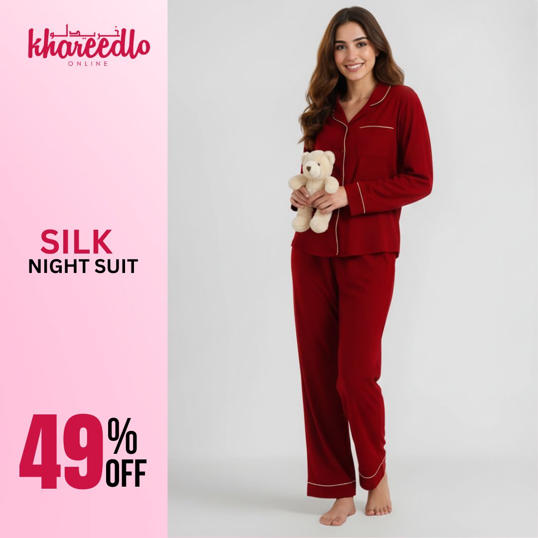 SILK NIGHT SUIT – MAROON (KO-SN-0316)