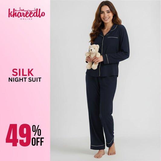 SILK NIGHT SUIT – NAVY BLUE (KO-SN-0290)